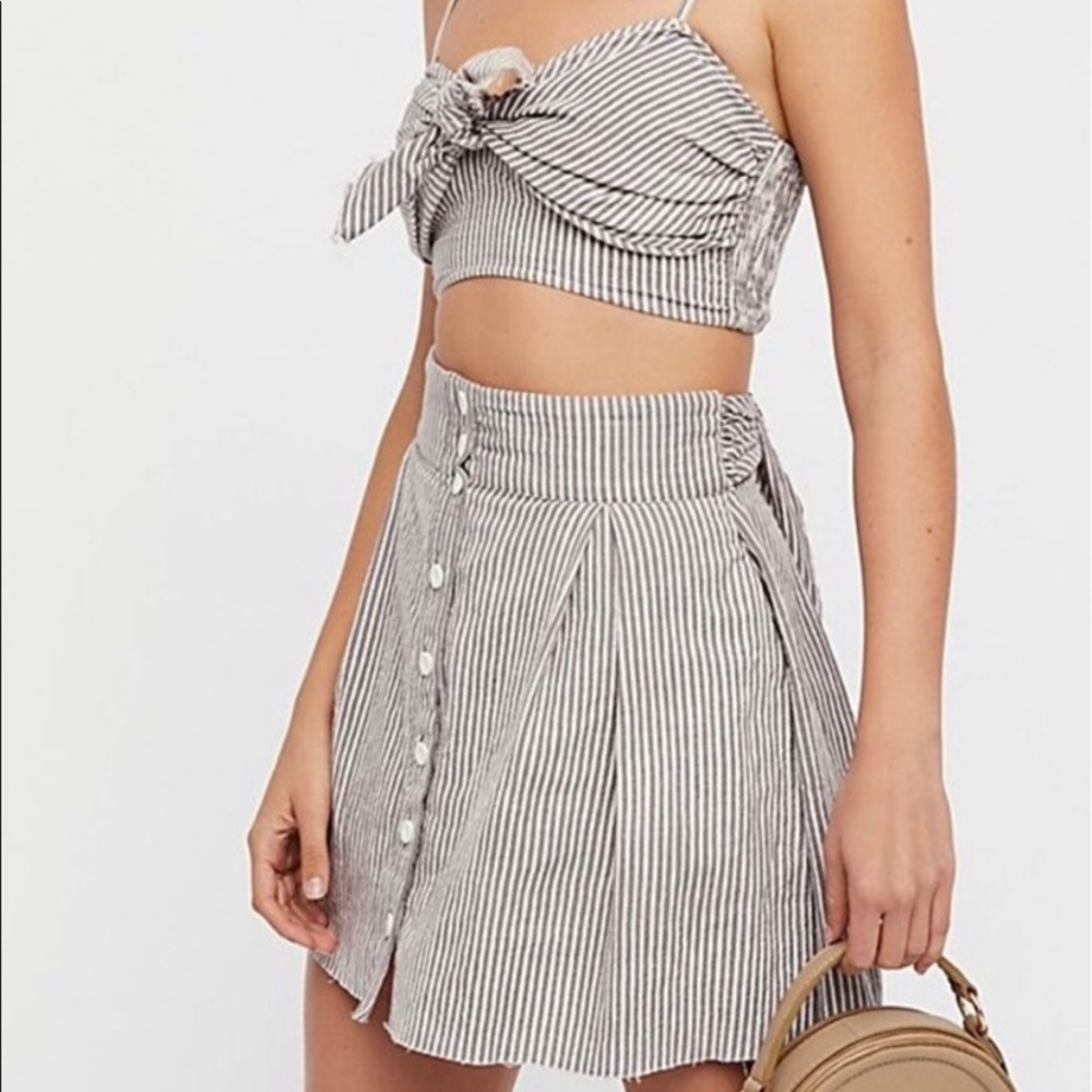 Free People Railroad Twin Ties Mini Skirt